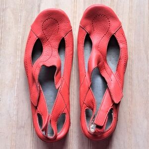 Propet Ortholite Pebbled Leather Red Mary-Jane Adjustable Comfort Shoes Sz 7.5 W